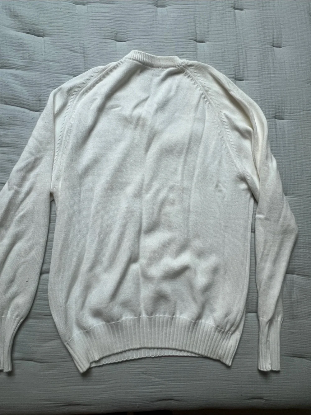 White V-Neck Sweater with Small Embroidered Logo - Men